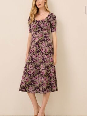 NWOT Pact organic fit and flare midi dress